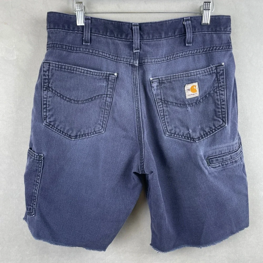 Carhartt FR Flame Resistant Work Shorts Blue Custom Cut Off Carpenter CAT 2 33